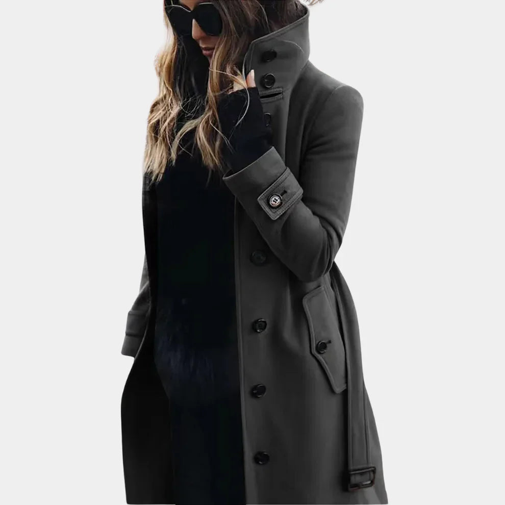 Trench coat Élégant D'hiver Avec Ceinture Pour Femme | Longue