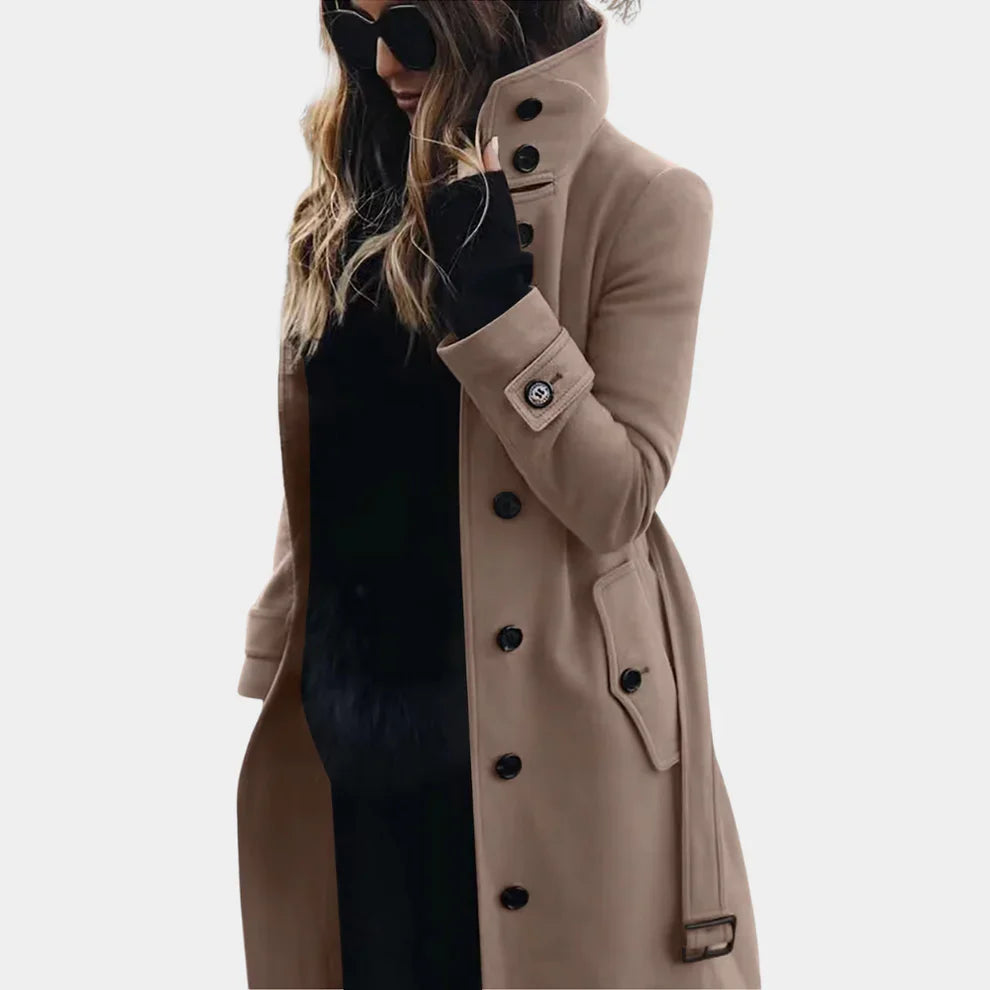 Trench coat Élégant D'hiver Avec Ceinture Pour Femme | Longue