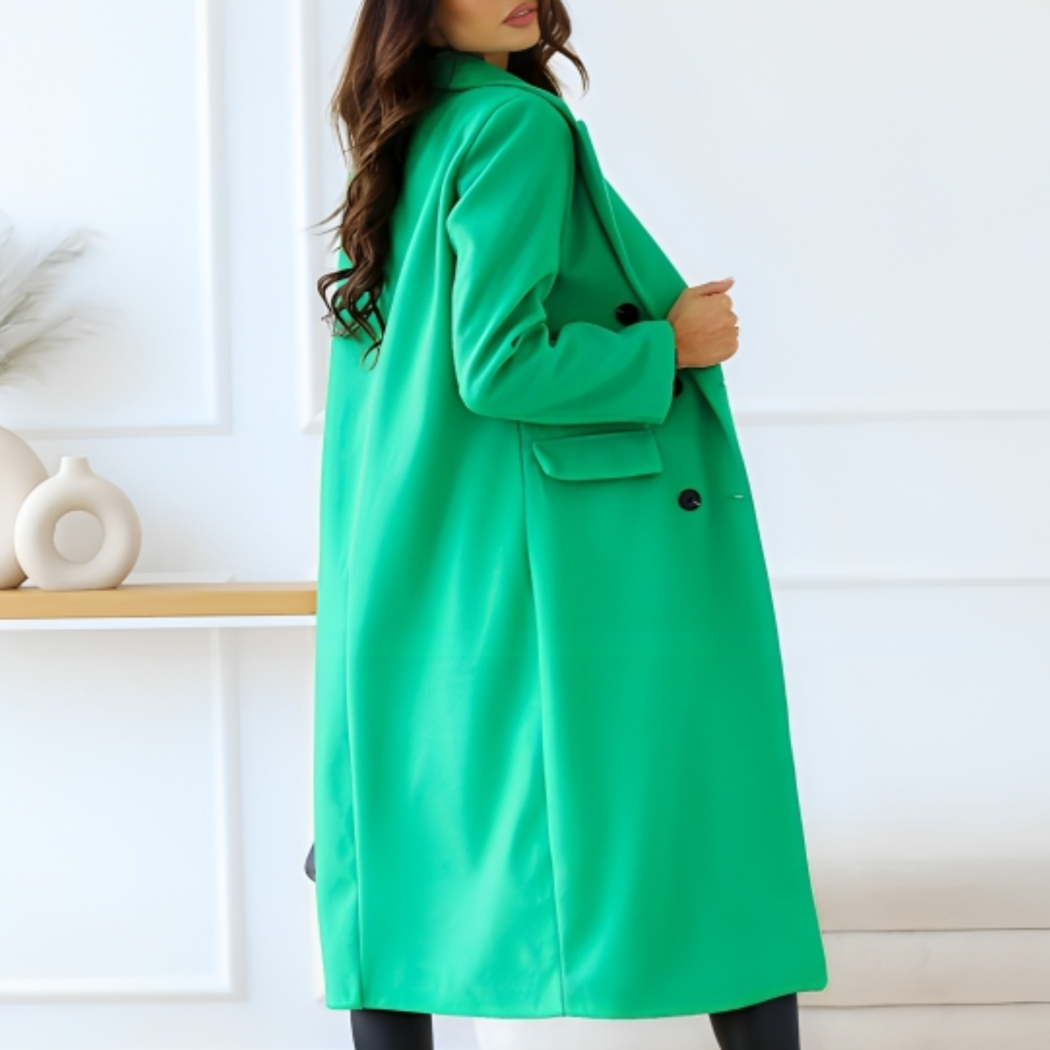 Marine | Femme Manteau élégant en laine Pour l'hiver | Chaud