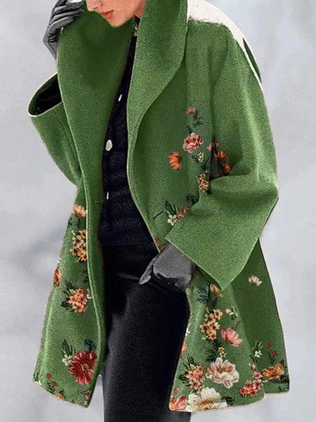 Manteau Court D'hiver Élégant À Motif Floral Pour Femme | Grand Col