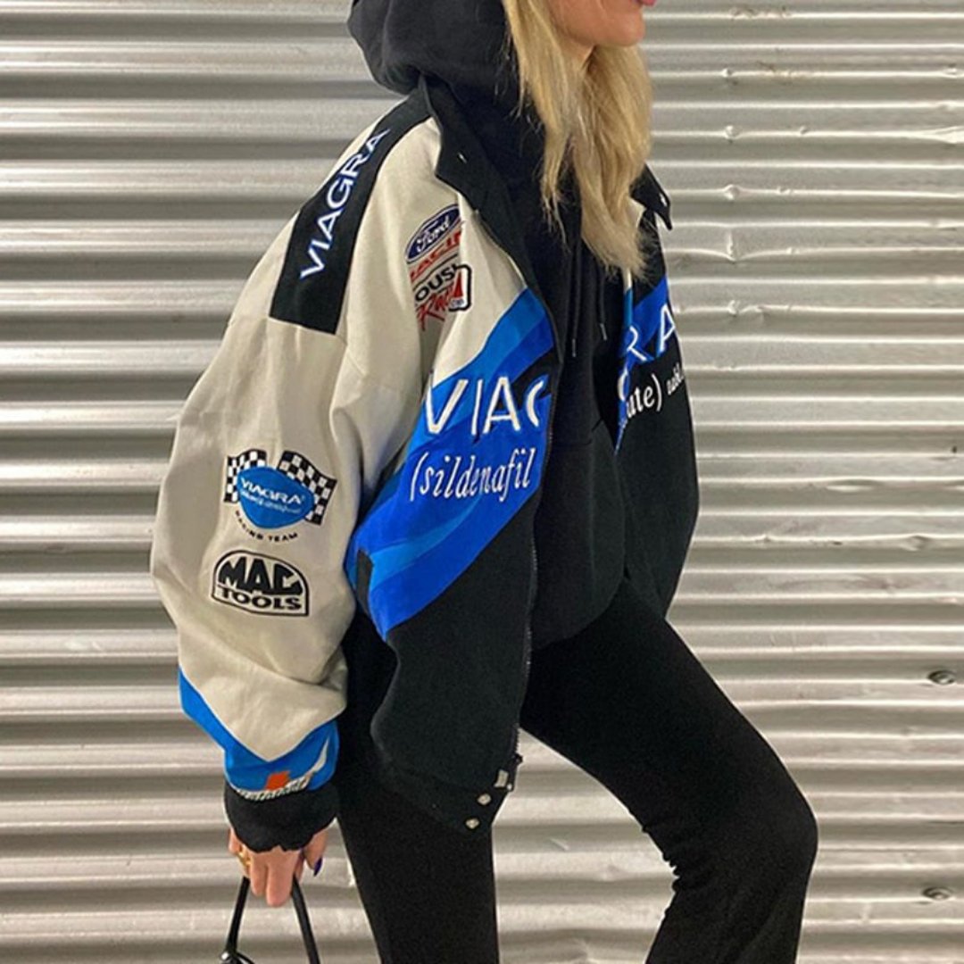 Pauli | Femme Veste Motard Surdimensionnée | Capuche