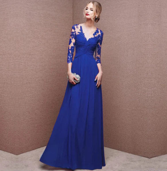 Robe De Soirée Élégante À Manches Longues Et Dos Nu Pour Femme | Maxi