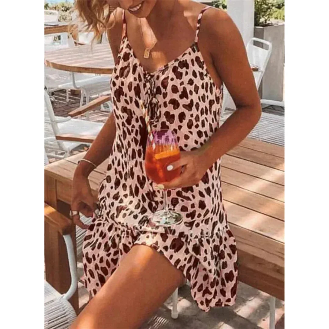 Robe D'été Sans Manches À Imprimé Léopard Pour Femme | Mini