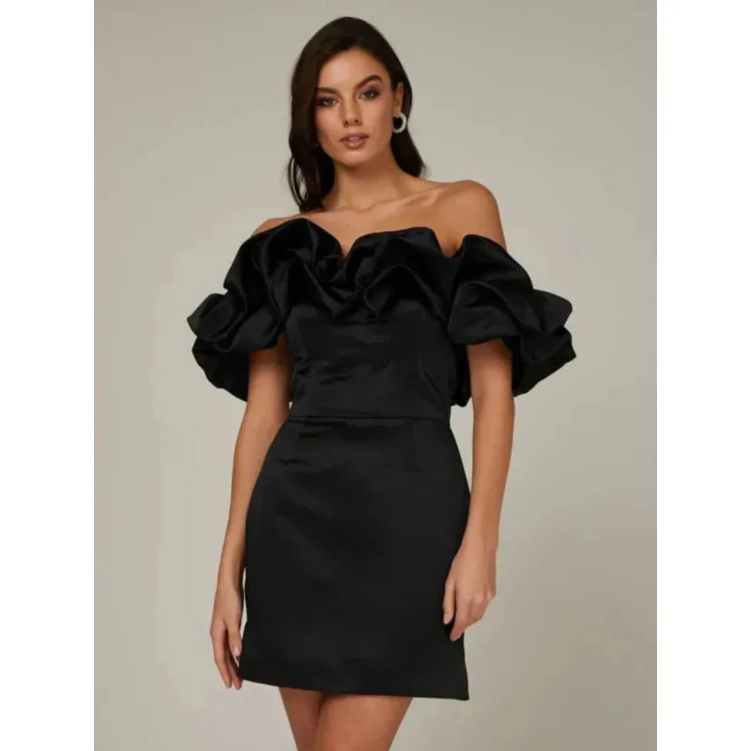 Femmes Ruché Robe Sans Épaule | Mini