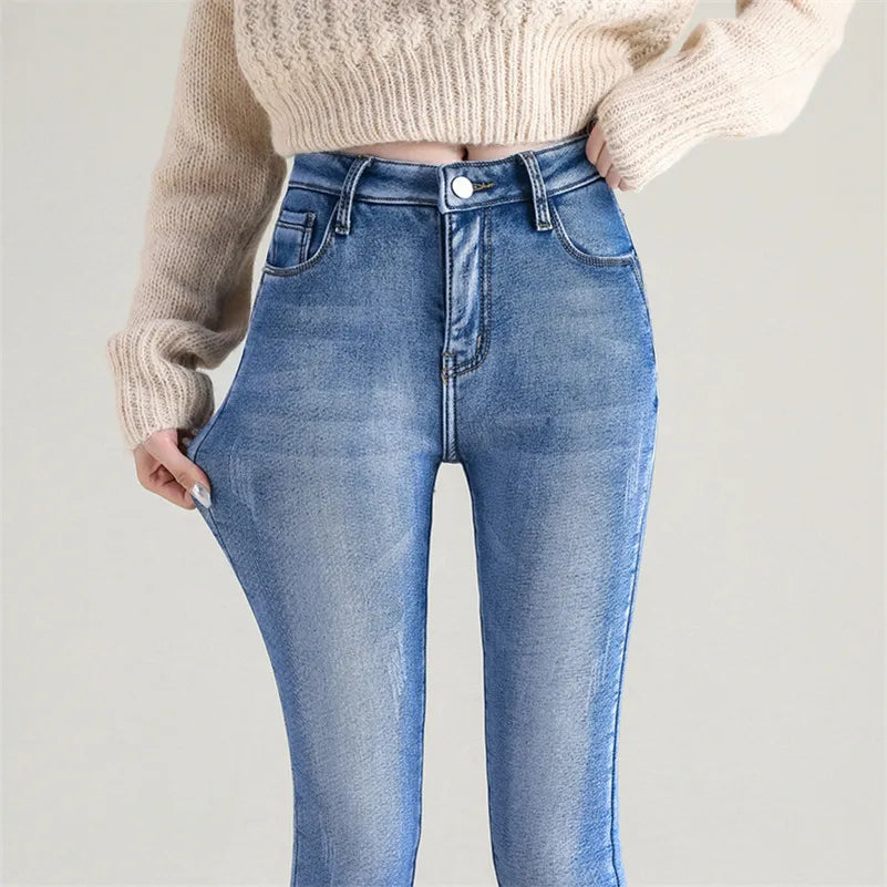 Jeans Extensibles Thermiques D'hiver Pour Femmes | Skinny