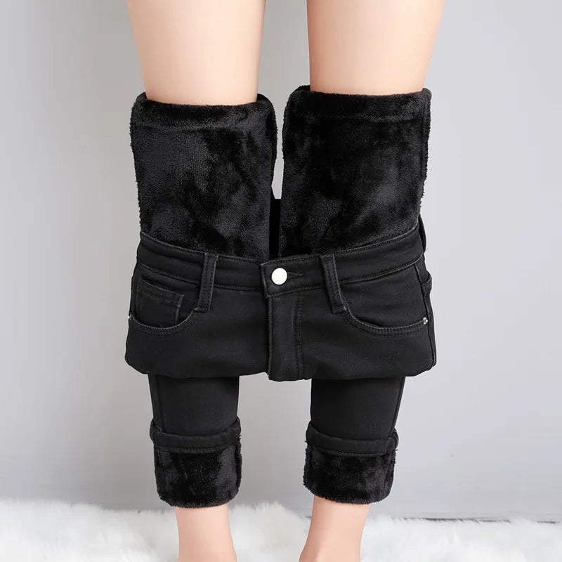 Jeans Extensibles Thermiques D'hiver Pour Femmes | Skinny