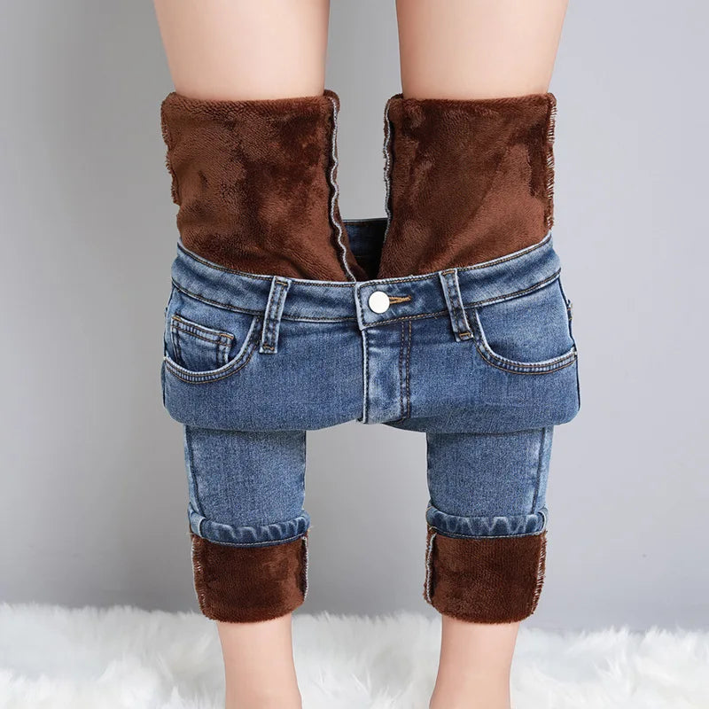 Jeans Extensibles Thermiques D'hiver Pour Femmes | Skinny