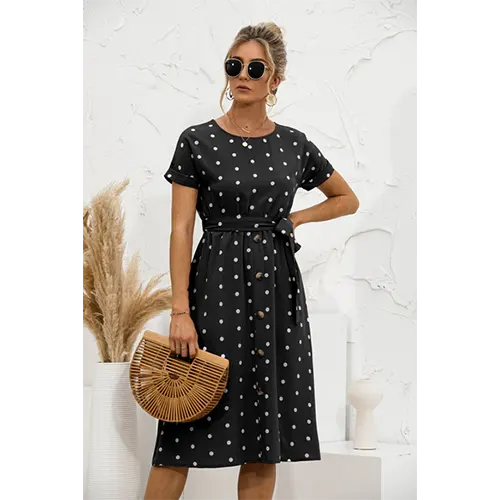 Zarina | Robe Élégante À Pois Imprimée | Midi