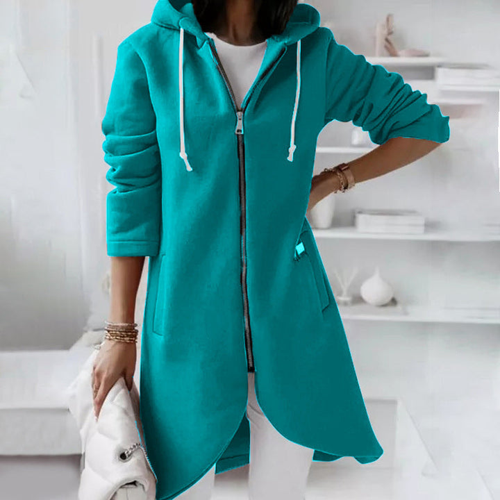Veste Longue D'hiver À Capuche Pour Femme | Fermeture Éclair