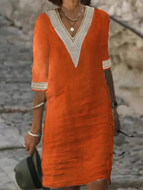 Robe Décontractée Élégante À Manches 3/4 Pour Femme | Été