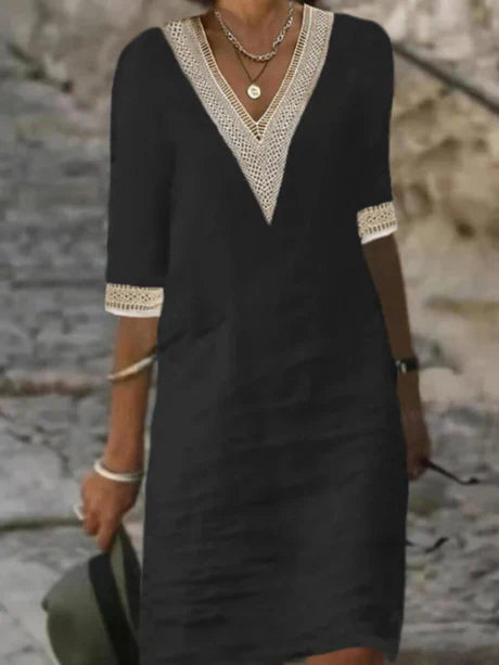 Robe Décontractée Élégante À Manches 3/4 Pour Femme | Été